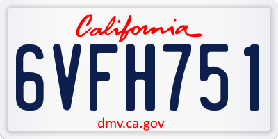 CA license plate 6VFH751