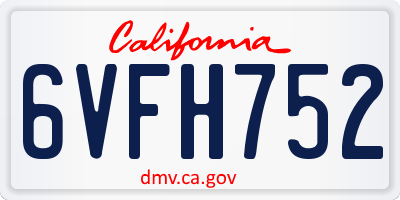 CA license plate 6VFH752