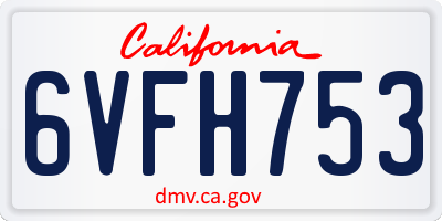 CA license plate 6VFH753