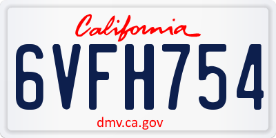 CA license plate 6VFH754