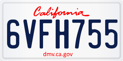 CA license plate 6VFH755