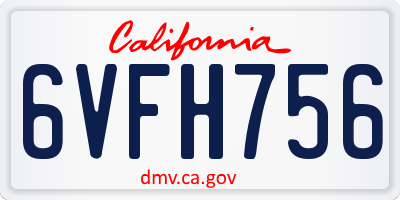 CA license plate 6VFH756