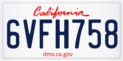 CA license plate 6VFH758
