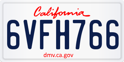CA license plate 6VFH766