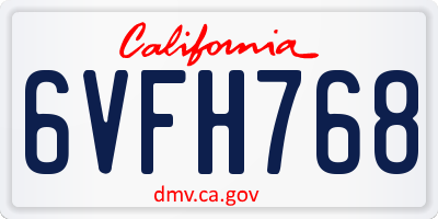 CA license plate 6VFH768