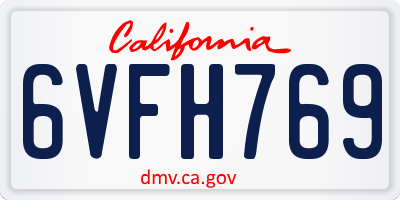 CA license plate 6VFH769