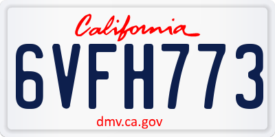 CA license plate 6VFH773