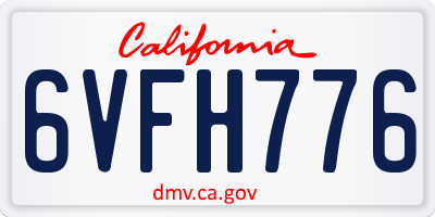 CA license plate 6VFH776