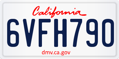 CA license plate 6VFH790