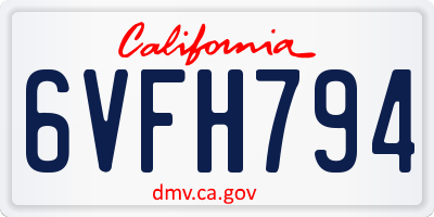 CA license plate 6VFH794
