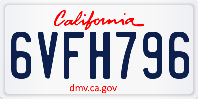 CA license plate 6VFH796