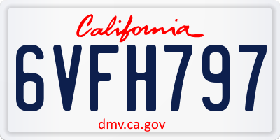 CA license plate 6VFH797