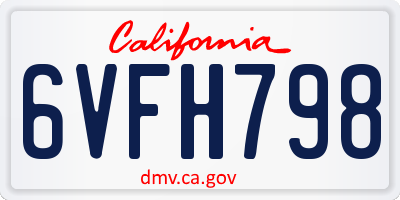CA license plate 6VFH798