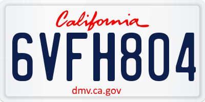 CA license plate 6VFH804