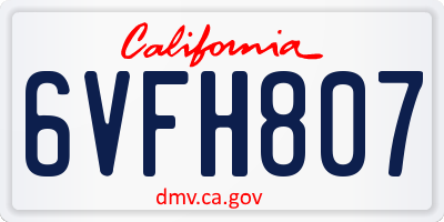 CA license plate 6VFH807