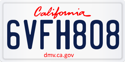 CA license plate 6VFH808