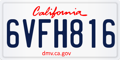 CA license plate 6VFH816