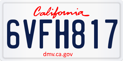 CA license plate 6VFH817