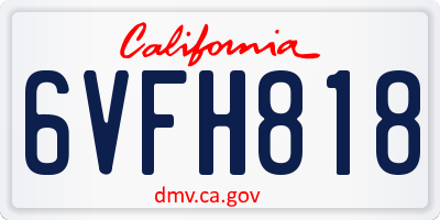 CA license plate 6VFH818