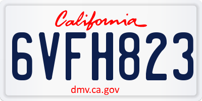 CA license plate 6VFH823