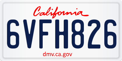 CA license plate 6VFH826