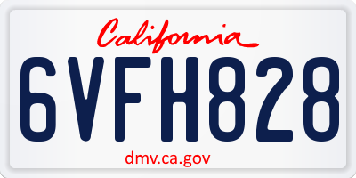 CA license plate 6VFH828