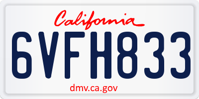 CA license plate 6VFH833