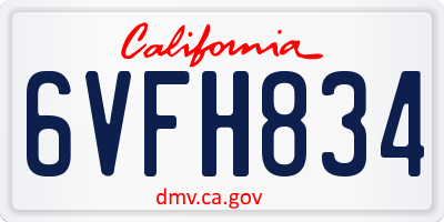 CA license plate 6VFH834