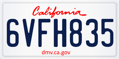CA license plate 6VFH835