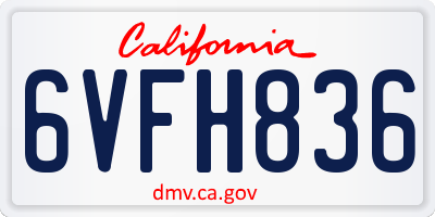 CA license plate 6VFH836