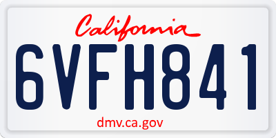 CA license plate 6VFH841
