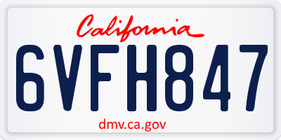 CA license plate 6VFH847