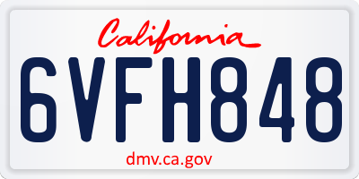 CA license plate 6VFH848