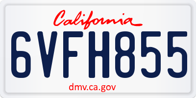 CA license plate 6VFH855