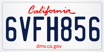 CA license plate 6VFH856