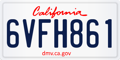 CA license plate 6VFH861