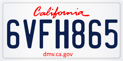 CA license plate 6VFH865
