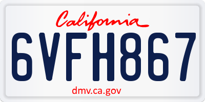 CA license plate 6VFH867
