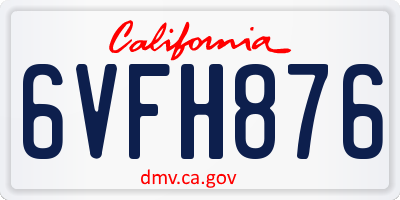 CA license plate 6VFH876