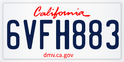 CA license plate 6VFH883