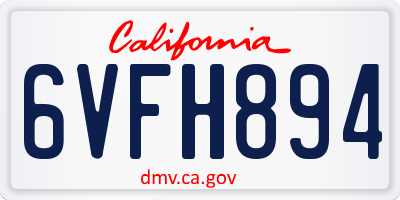 CA license plate 6VFH894