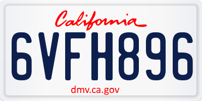 CA license plate 6VFH896