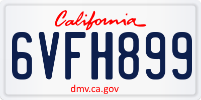 CA license plate 6VFH899