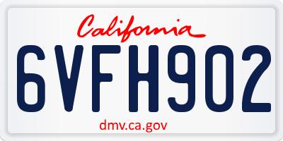 CA license plate 6VFH902