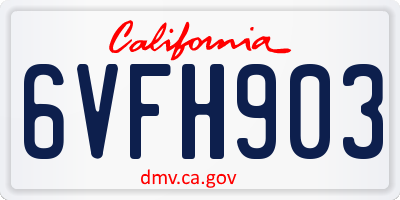 CA license plate 6VFH903