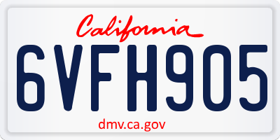 CA license plate 6VFH905