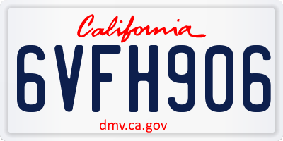 CA license plate 6VFH906