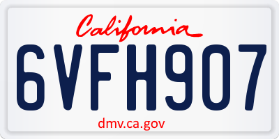 CA license plate 6VFH907