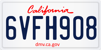 CA license plate 6VFH908