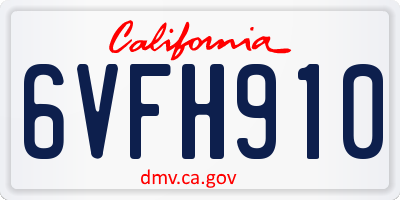 CA license plate 6VFH910